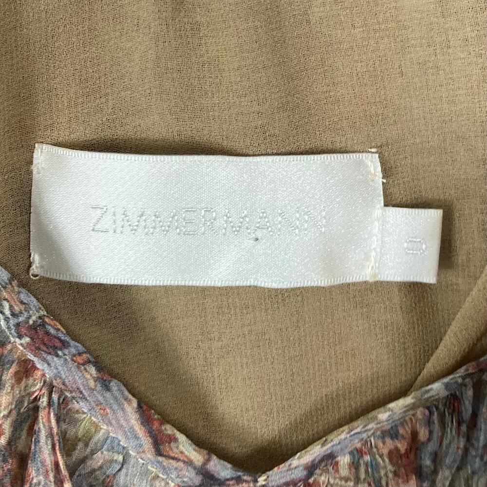NWOT ZIMMERMANN Blouse 0/XS Silk Chiffon”Harlequin Heriz”V Balloon ColdShoulder - Picture 3 of 11
